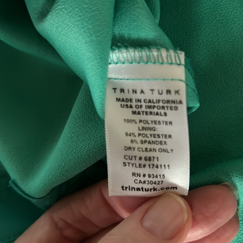 Trina Turk Green Blue Tank Blouse Sz S - Picture 6 of 9